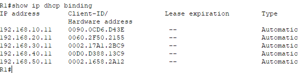 show ip dhcp binding