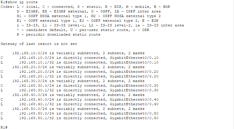 show ip route kimenet